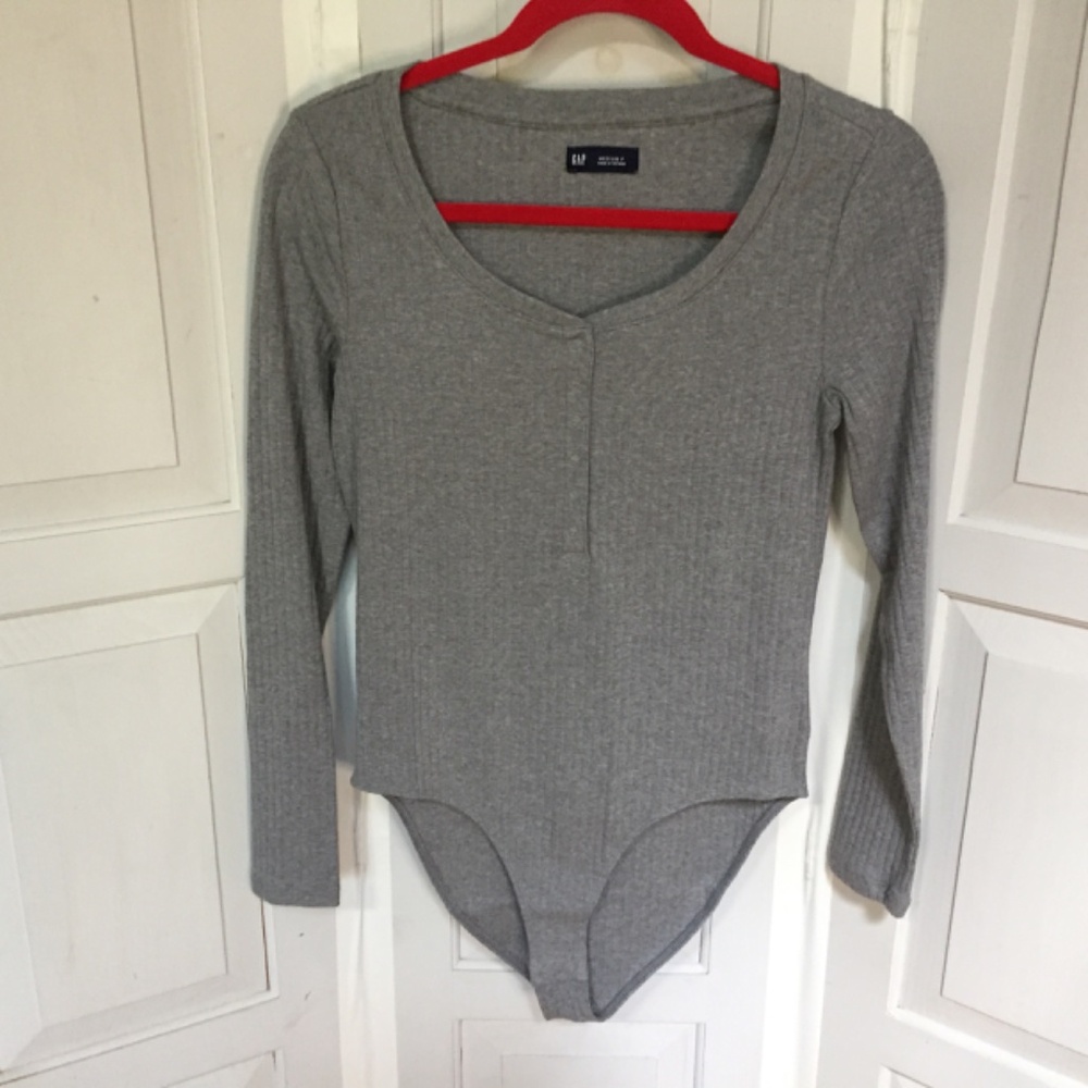 GAP Gray Long Sleeve Bodysuit